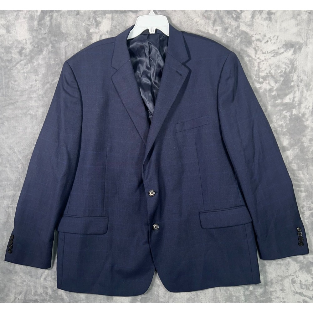 Lauren Ralph Lauren Blue Plaid Blazer Mens 50R Suit Jacket Stretch Sport Coat